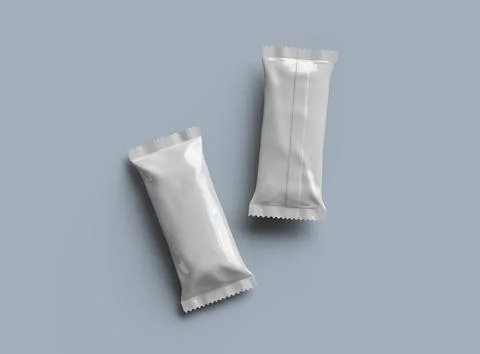 Render of an ice-cream packaging bag with crimped edges on a light background Stock Illustration