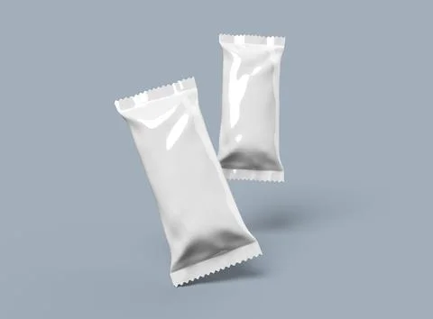 Render of an ice-cream packaging bag with crimped edges on a light background Illustrazione stock