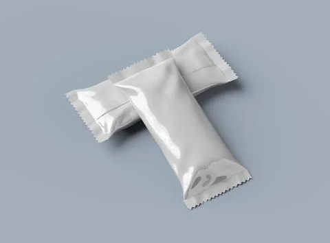 Render of an ice-cream packaging bag with crimped edges on a light background Stock Illustration