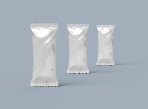 Render of an ice-cream packaging bag with crimped edges on a light background Stock Illustration