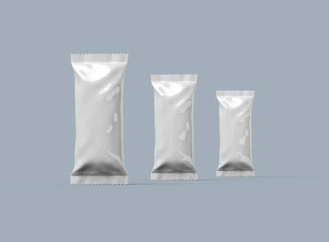 Render of an ice-cream packaging bag with crimped edges on a light background Stock Illustration