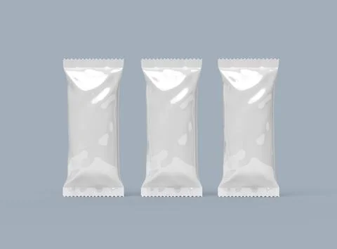 Render of an ice-cream packaging bag with crimped edges on a light background Stock Illustration