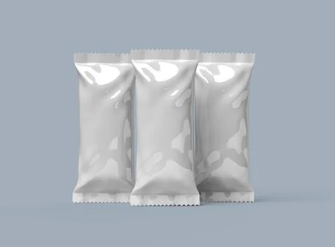 Render of an ice-cream packaging bag with crimped edges on a light background Stock Illustration