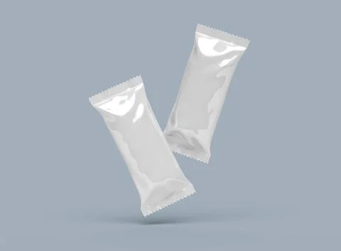 Render of an ice-cream packaging bag with crimped edges on a light background Stock Illustration