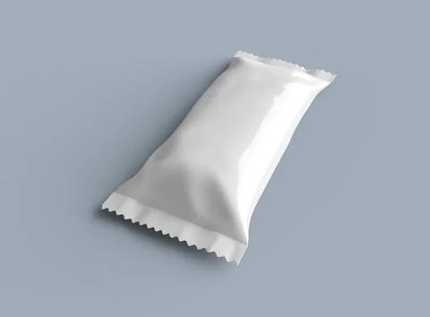 Render of an ice-cream packaging bag with crimped edges on a light background Stock Illustration