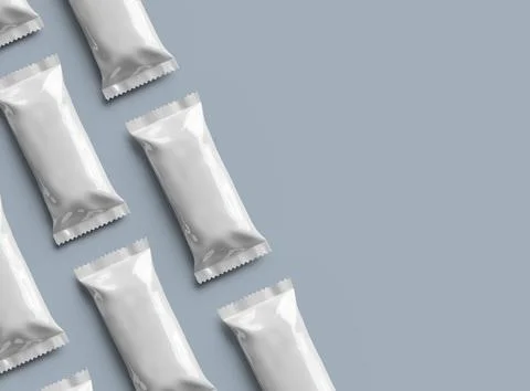 Render of an ice-cream packaging bag with crimped edges on a light background Stock Illustration