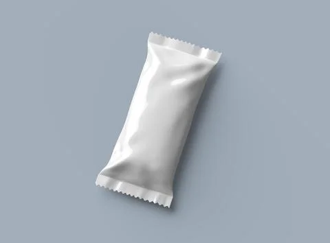 Render of an ice-cream packaging bag with crimped edges on a light background Stock Illustration