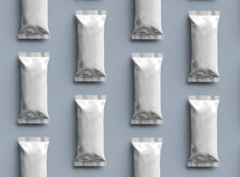 Render of an ice-cream packaging bag with crimped edges on a light background Stock Illustration