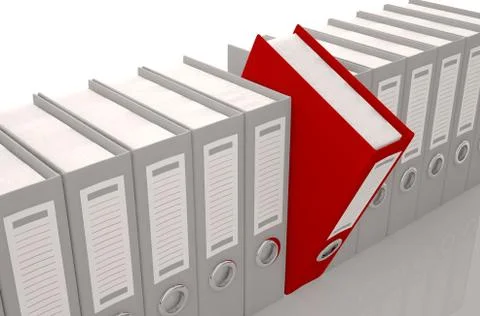 Render illustration of archive folders with one selected Stock Illustration