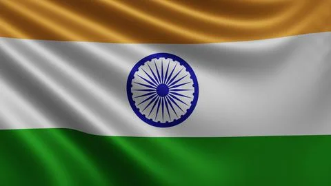 Render of the India flag flutters in the wind close-up, the national flag of Stock Illustration