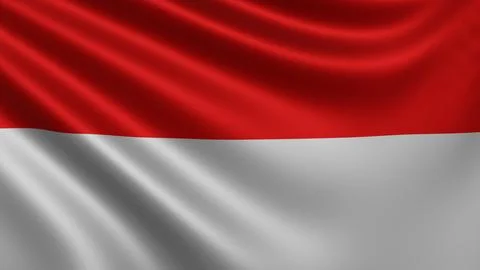 Render of the Indonesia flag flutters in the wind close-up, the national flag of Stock Illustration