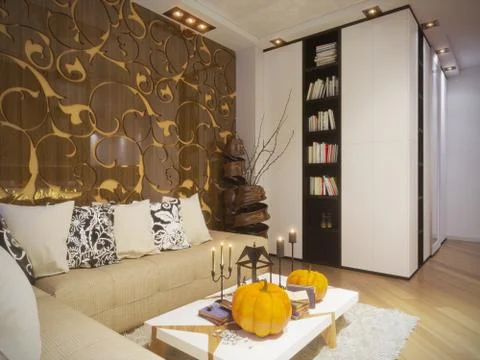 Render of interior design living room Stock-Illustration
