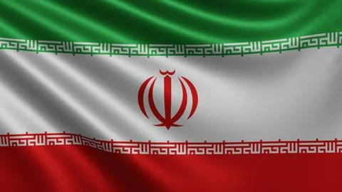 Render of the Iran flag flutters in the wind close-up, the national flag of Iran Stock Illustration