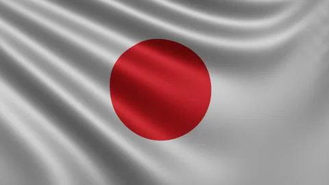 Render of the Japan flag flutters in the wind close-up, the national flag of Stock Photos