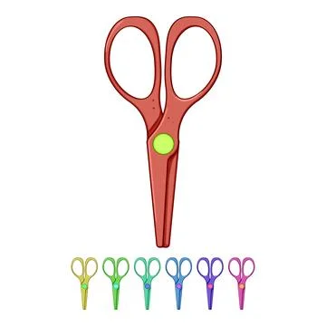 Render kid scissors cartoon vector graphic Stock Illustration