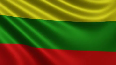 Render of the Lithuania flag flutters in the wind close-up, the national flag of Illustrazione stock
