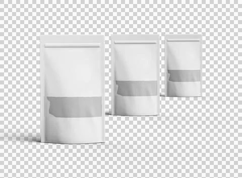 Render of a long glossy doypack with the window hole on a transparent background Stock Illustration
