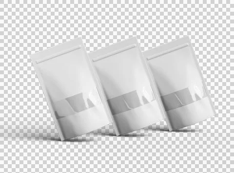 Render of a long glossy doypack with the window hole on a transparent background Stock Illustration