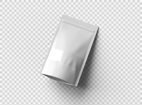Render of a long glossy doypack with the window hole on a transparent background Stock Illustration