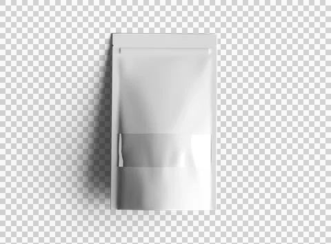 Render of a long glossy doypack with the window hole on a transparent background Stock Illustration