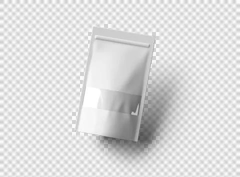 Render of a long glossy doypack with the window hole on a transparent background Stock Illustration
