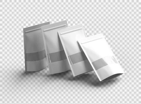 Render of a long glossy doypack with the window hole on a transparent background Stock Illustration