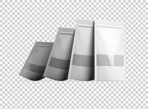Render of a long glossy doypack with the window hole on a transparent background Stock Illustration