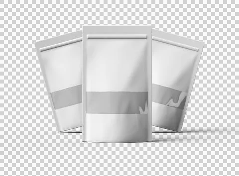 Render of a long glossy doypack with the window hole on a transparent background Stock Illustration