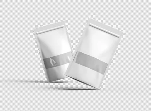 Render of a long glossy doypack with the window hole on a transparent background Stock Illustration