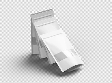 Render of a long glossy doypack with the window hole on a transparent background Stock Illustration