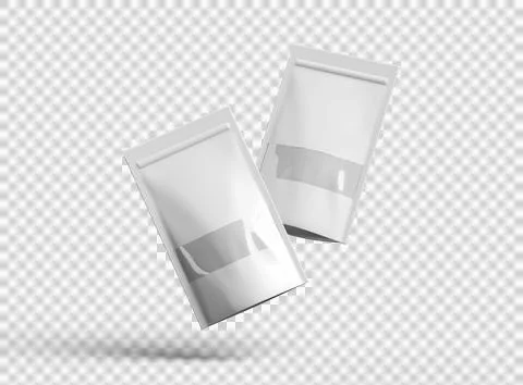 Render of a long glossy doypack with the window hole on a transparent background Stock Illustration
