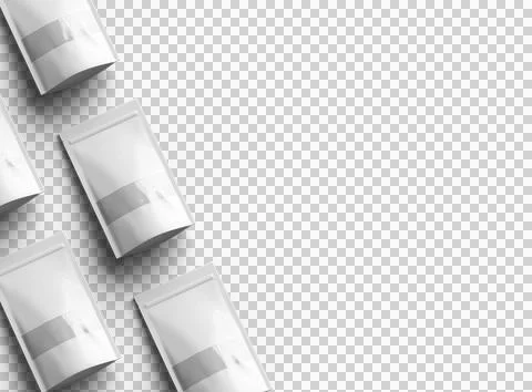 Render of a long glossy doypack with the window hole on a transparent background Stock Illustration