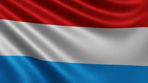 Render of the Luxembourg flag flutters in the wind close-up, the national flag Stock Illustration