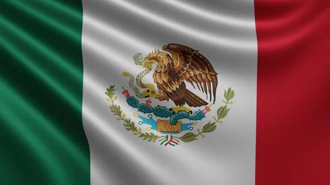 Render of the Mexico flag flutters in the wind close-up, the national flag of Illustrazione stock