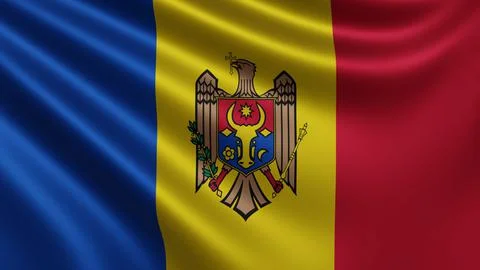 Render of the Moldova flag flutters in the wind close-up, the national flag of Stock Illustration