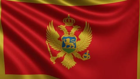 Render of the Montenegro flag flutters in the wind close-up, the national flag Stock Illustration