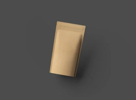 Render of a narrow paper doy-pack packaging with a zipper on a dark background Stock Illustration