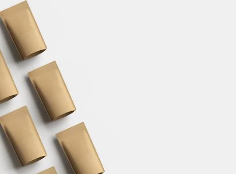 Render of a narrow paper doy-pack packaging with a zipper on a light backgrou Stock Illustration