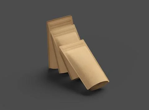 Render of a narrow paper doy-pack packaging with a zipper on a dark background Stock Illustration