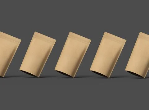 Render of a narrow paper doy-pack packaging with a zipper on a dark background Stock Illustration