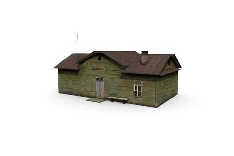 Render of an old ruined building on a white background Ilustración de archivo