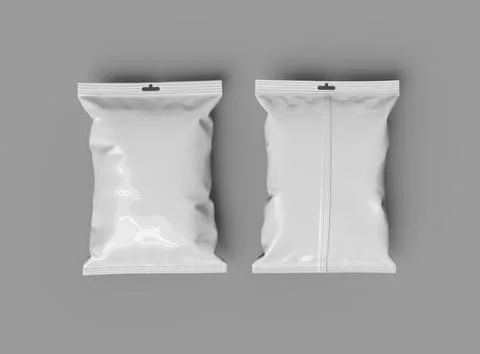 Render of package for food snack, chips, peanuts, candy on a light background Stock Illustration