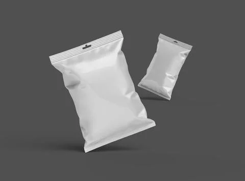 Render of package for food snack, chips, peanuts, candy on a light background Stock Illustration