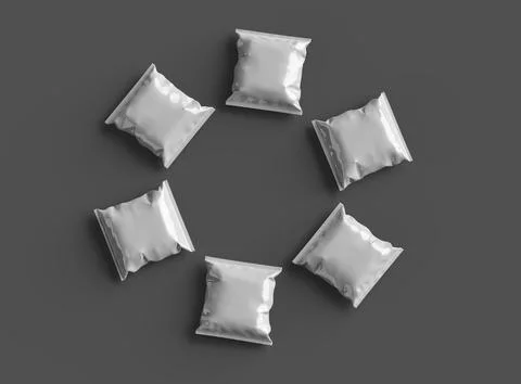 Render of a Package for a square polyethylene bag for food on a dark background Stock Illustration