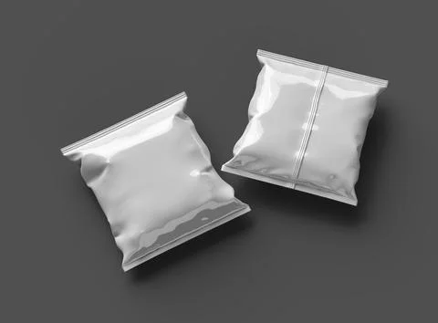 Render of a Package for a square polyethylene bag for food on a dark background Stock Illustration
