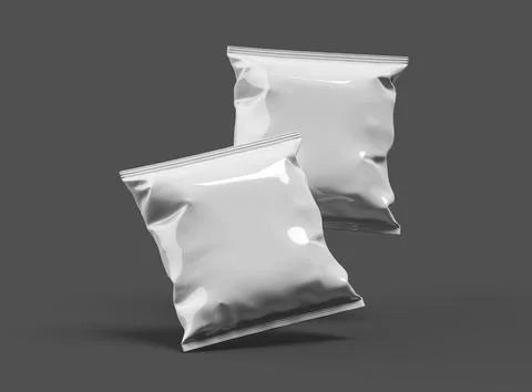 Render of a Package for a square polyethylene bag for food on a dark background Stock Illustration