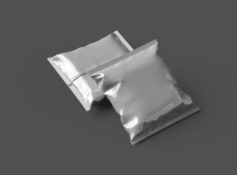 Render of a Package for a square polyethylene bag for food on a dark background Stock Illustration