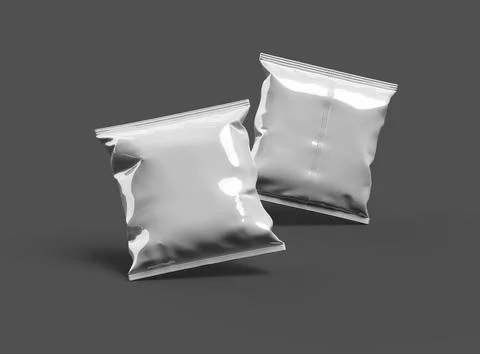 Render of a Package for a square polyethylene bag for food on a dark background Stock-Illustration