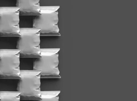 Render of a Package for a square polyethylene bag for food on a dark background Stock Illustration