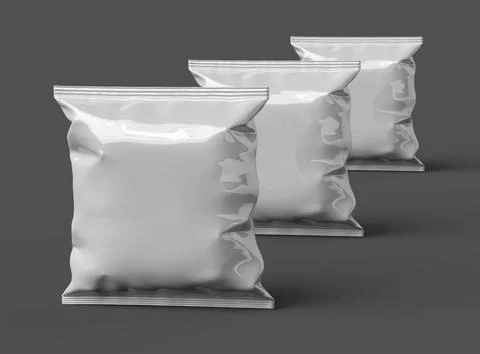 Render of a Package for a square polyethylene bag for food on a dark background Stock Illustration